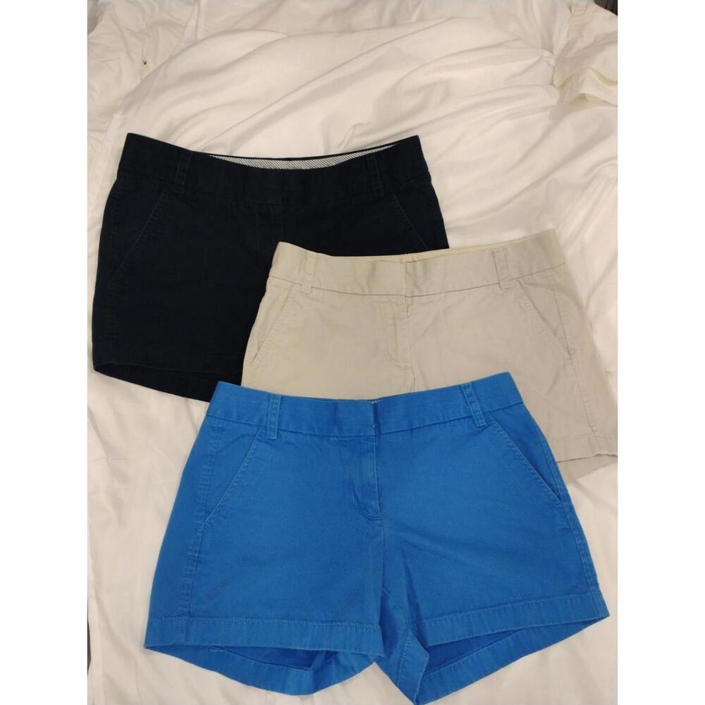 J.Crew Cotton Chino Shorts With " Inseam Lot Of 3 Womens Size 4 Summer Travel